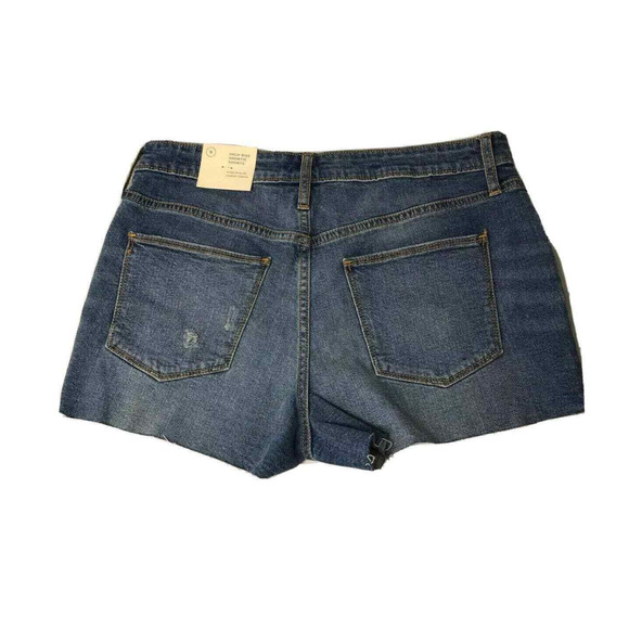 Womens Cut Off Jean Shorts Sz 8 Shortie Short Denim Raw Hem Distress High‎ Rise - Picture 2 of 6